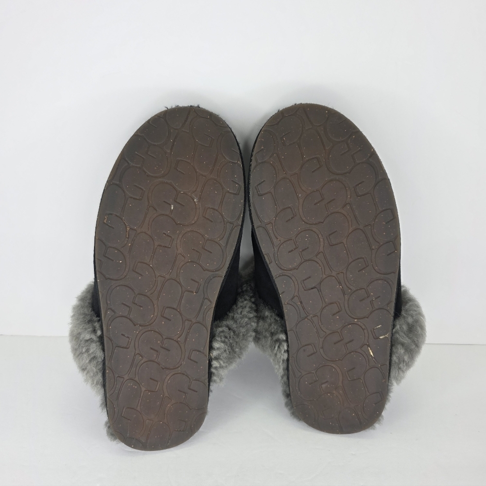 UGG Scuffette II Women's Slipper Suede Sheepskin Plush Slip On Black Grey Size 9 - Picture 15 of 16